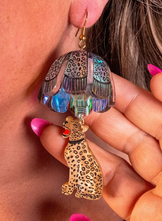 Leopard Lamp Shade Earrings - Iridescent | Tatty Devine