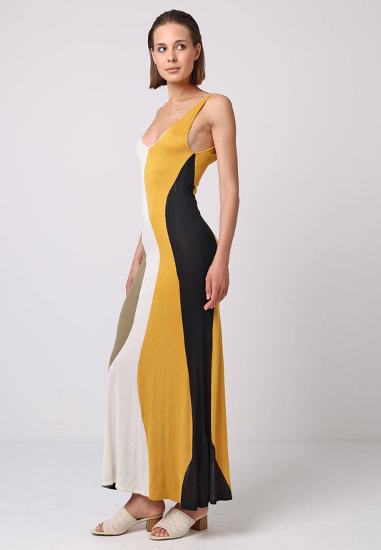 Soft Knit Sleeveless Maxi Dress In Abstract Multi Print