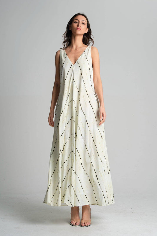 Long Cotton V-Neck Dress