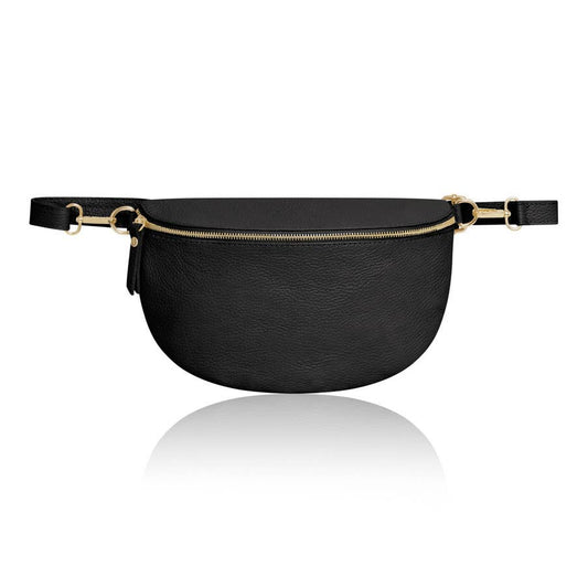 Black Large Leather Cross Body Bag