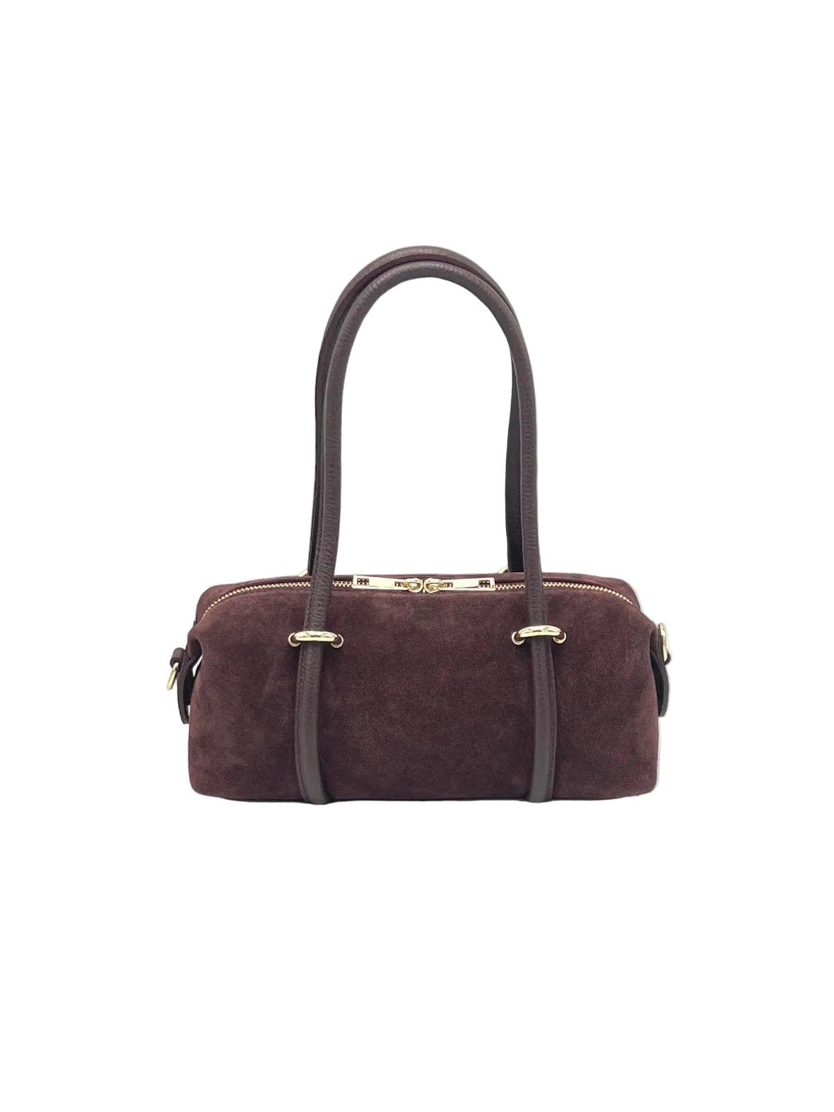 Plum Green Suede/Leather Mix Crossbody Bag