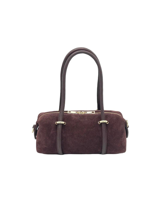 Plum Green Suede/Leather Mix Crossbody Bag