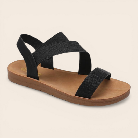 Black Elastic Strap Sandal