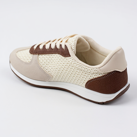 Brown/Beige Mix Lace up Trainers