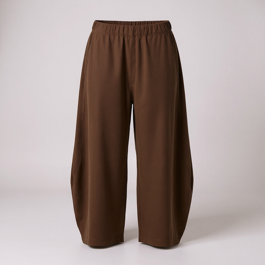 Brown Cotton Jersey Cocoon Trousers