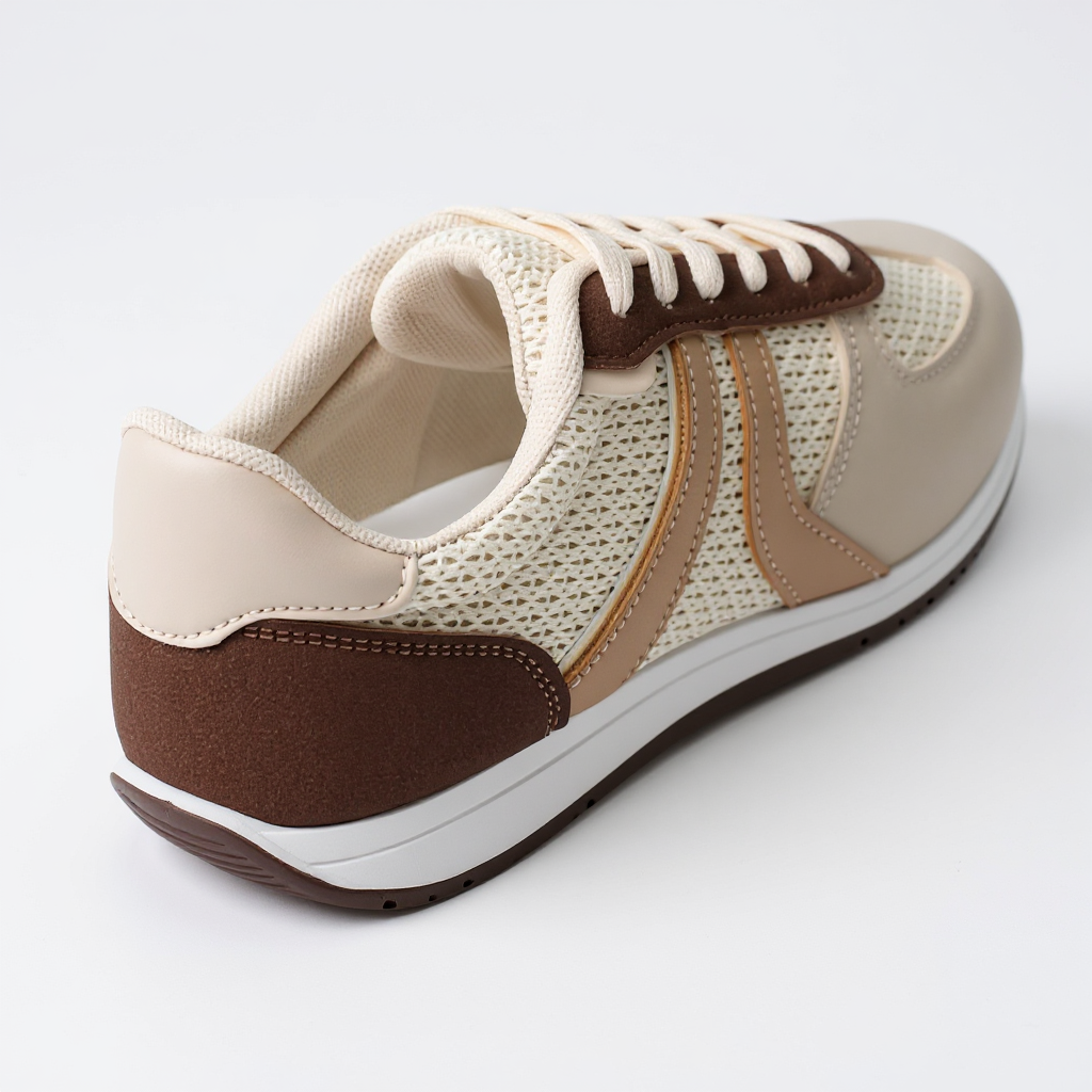 Brown/Beige Mix Lace up Trainers