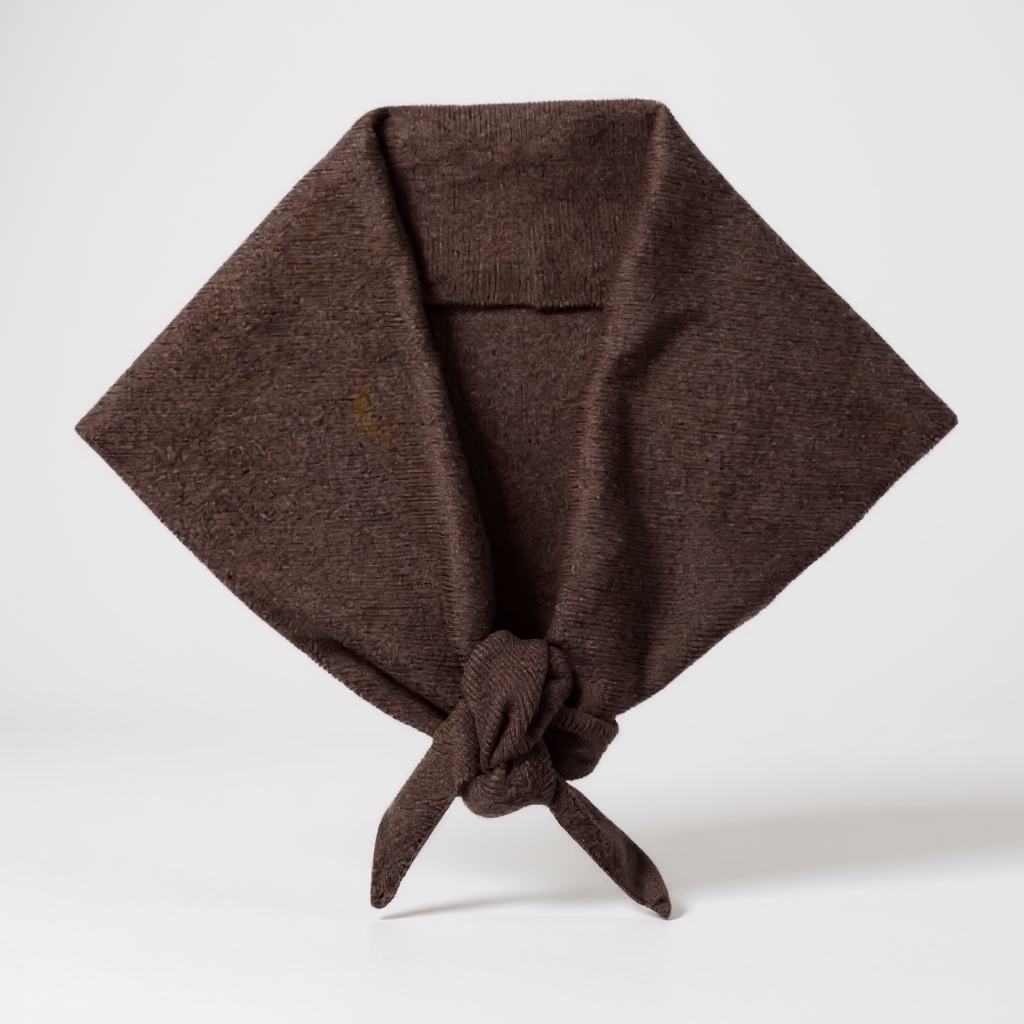Knitted Triangle Scarf in Brown