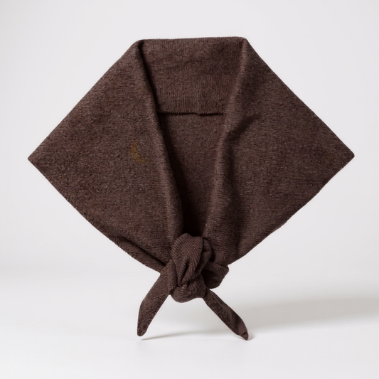 Knitted Triangle Scarf in Brown