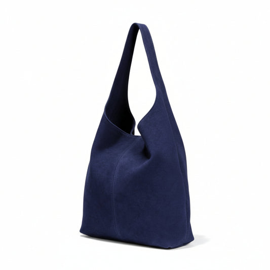 Navy Suede Hobo Bag