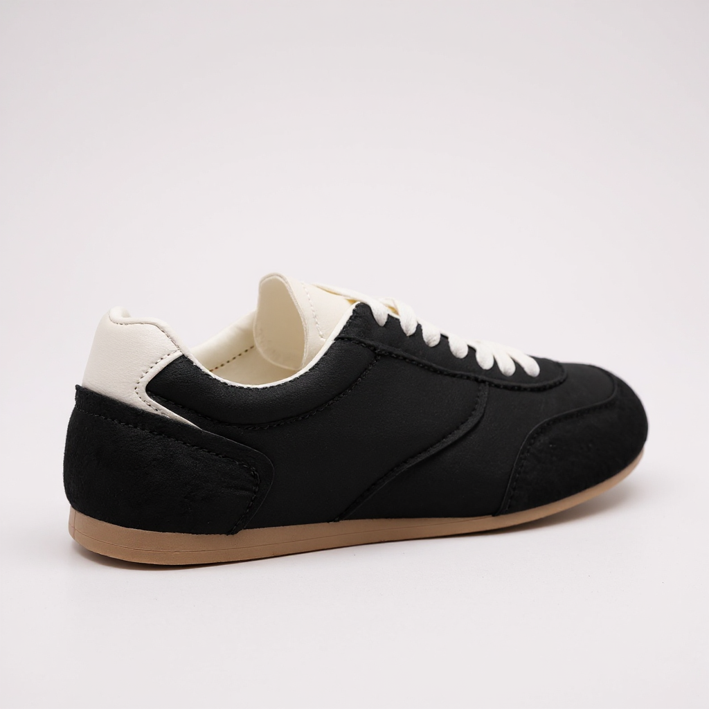 Black Suedette Lace Up Trainers