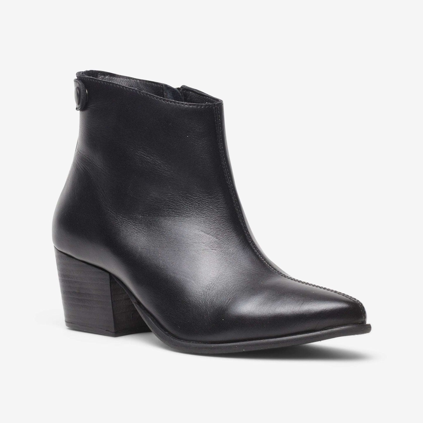 Zip back wide fit leather ankle boot