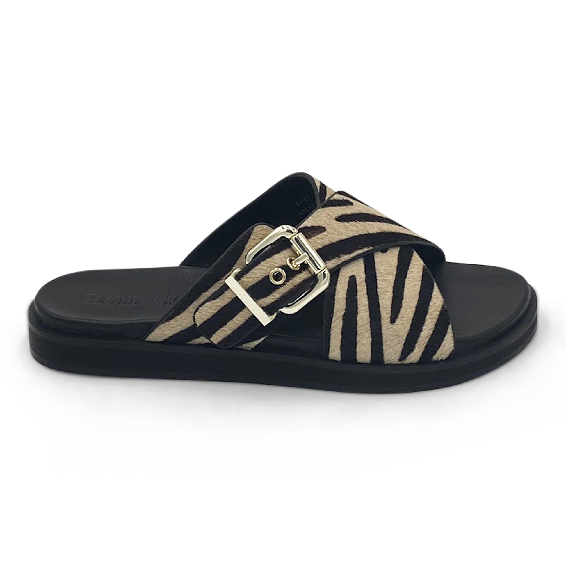 WIDE FIT ZEBRA PRINT FLAT SANDAL