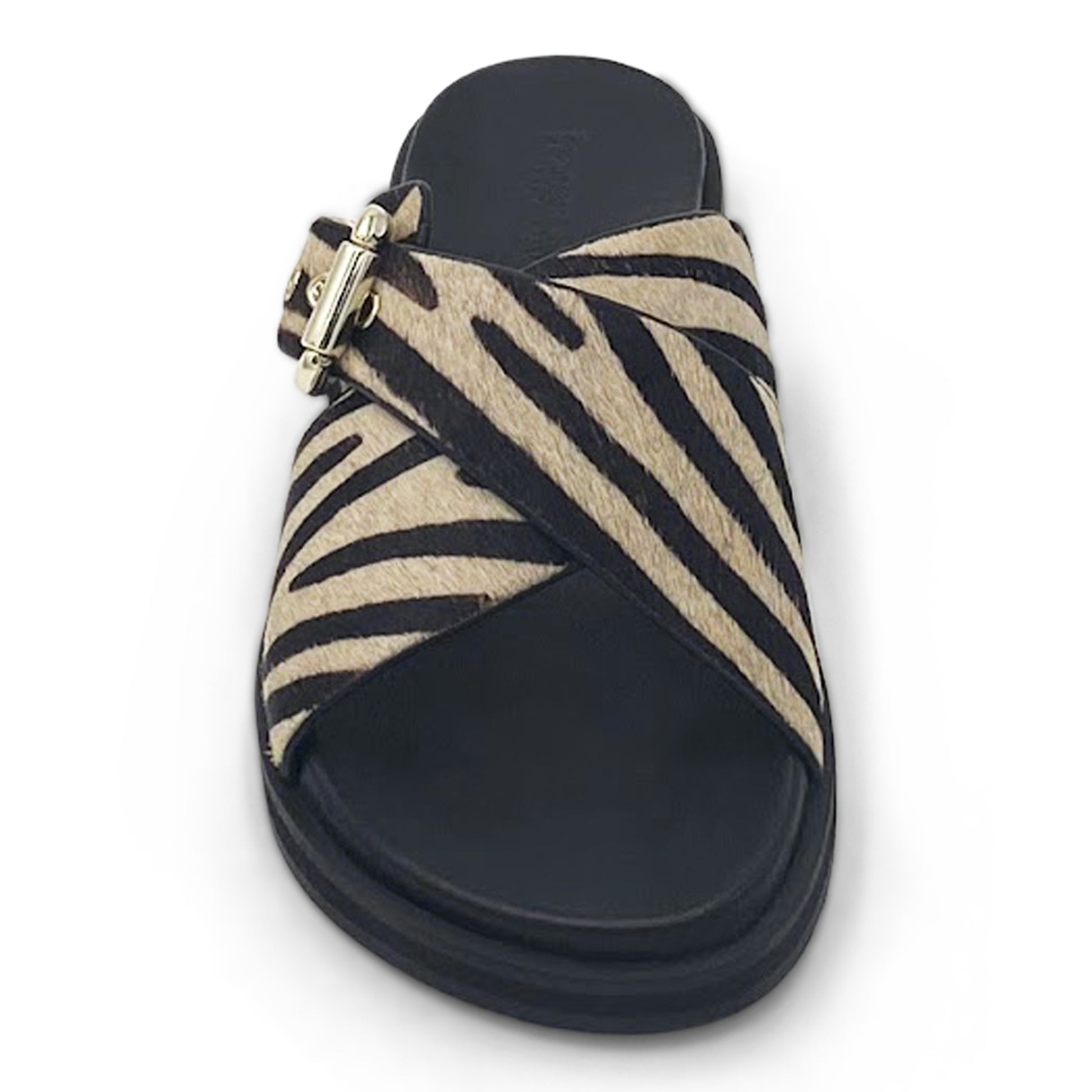 FRONT VIEW OF ZEBRA PRINT WIDE FIT FOOTBED