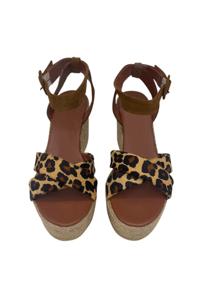 Leopard and Tan Wide Fit Wedge Sandal